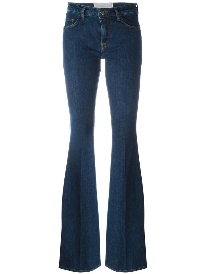Victoria Victoria Beckham Stretch Flared Jeans, Women's, Size: 27, Blue, Cotton/polyester/spandex/elastane