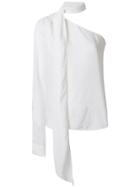 Saint Laurent Asymmetric Sleeve Blouse - White