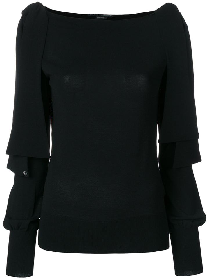 Ermanno Scervino Top With Bow Shoulders - Black