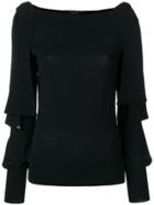 Ermanno Scervino Top With Bow Shoulders - Black