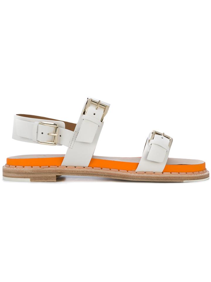Flamingos Double Strap Sandals - White