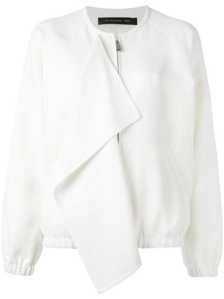 Barbara Bui Front Flap Bomber Jacket, Women's, Size: 36, White, Polyester/viscose