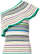 Milly Rainbow Striped One Shoulder Blouse - Multicolour