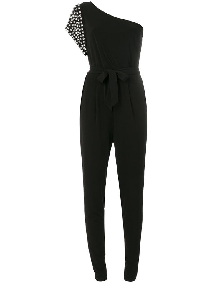 Michael Michael Kors Asymmetric Rhinestone Embellished Jumpsuit -