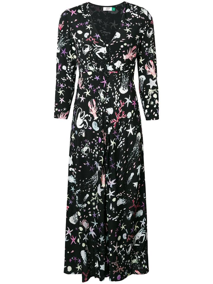 Rixo London Katie Print Flared Dress - Black