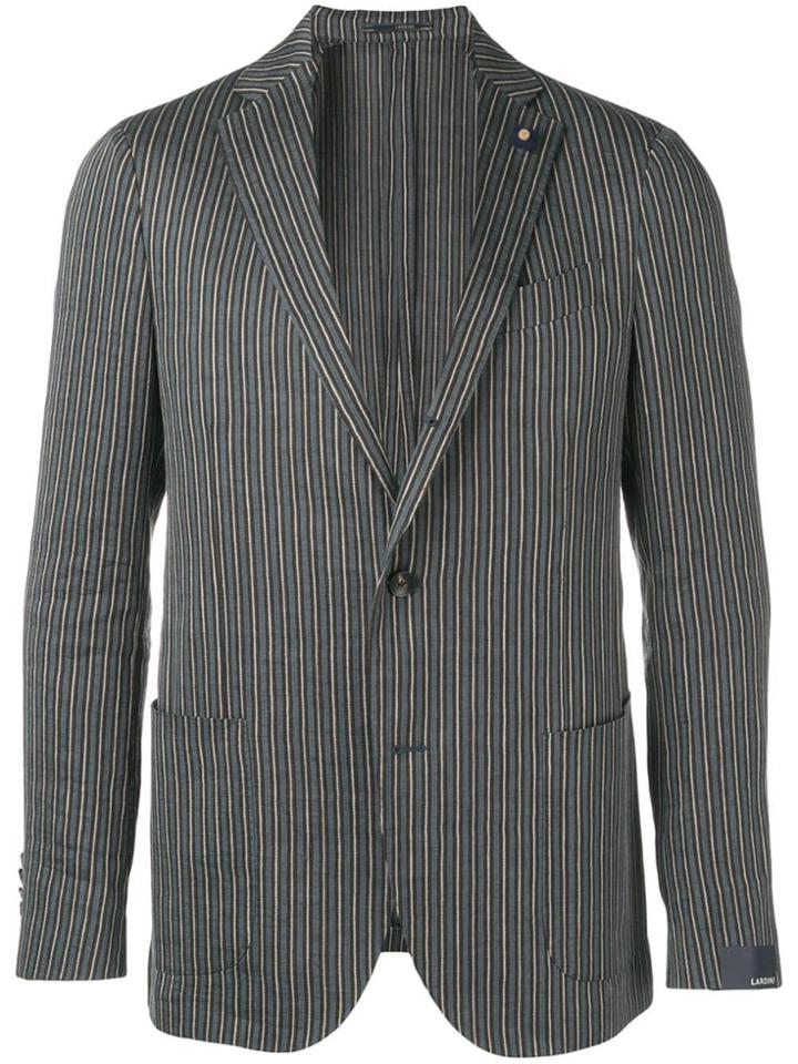 Lardini Striped Blazer Jacket - Blue