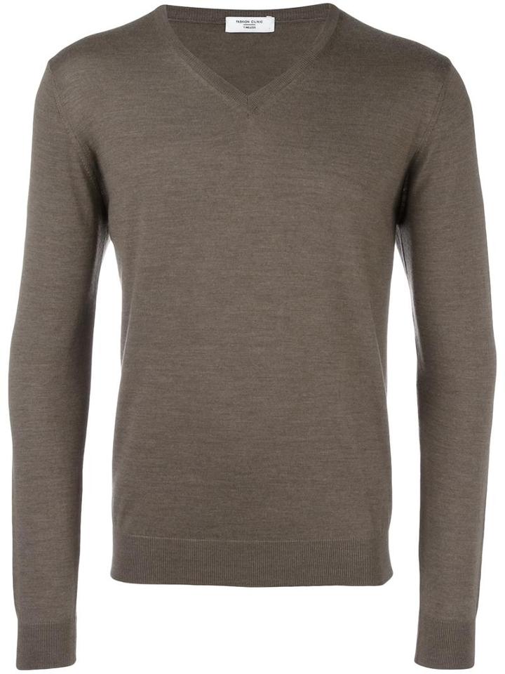 Fashion Clinic V-neck Jumper, Men's, Size: 54, Brown, Wool