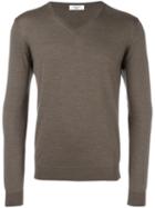 Fashion Clinic V-neck Jumper, Men's, Size: 54, Brown, Wool