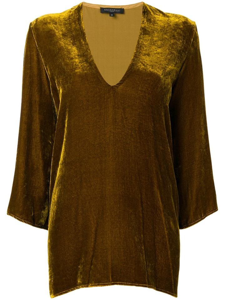 Antonelli V Neck Blouse - Metallic