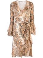 Dvf Diane Von Furstenberg Elowen Snakeskin-print Wrap Dress - Brown