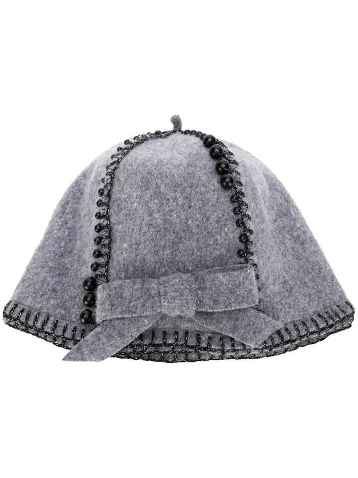 Le Chapeau Bow Detail Hat - Grey