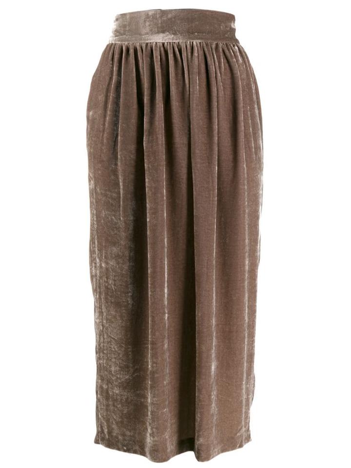 Fabiana Filippi Velvet Pleated Skirt - Brown