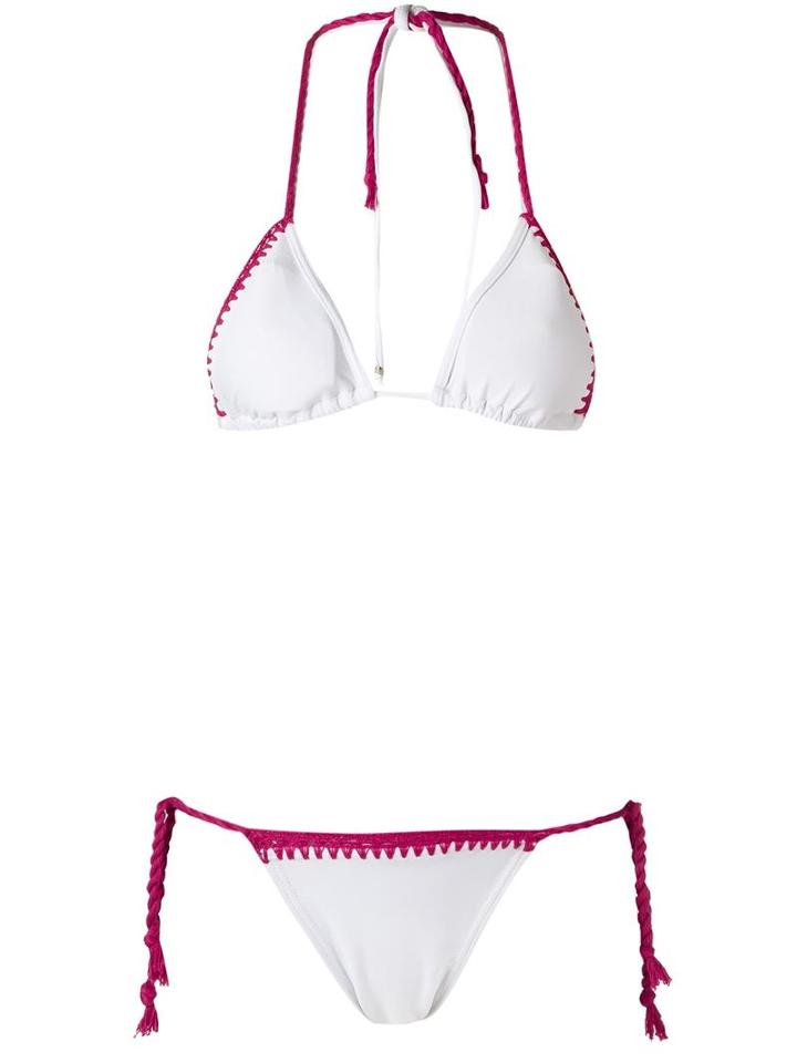 Amir Slama Triangle Bikini Set, Women's, Size: P, White, Elastodiene