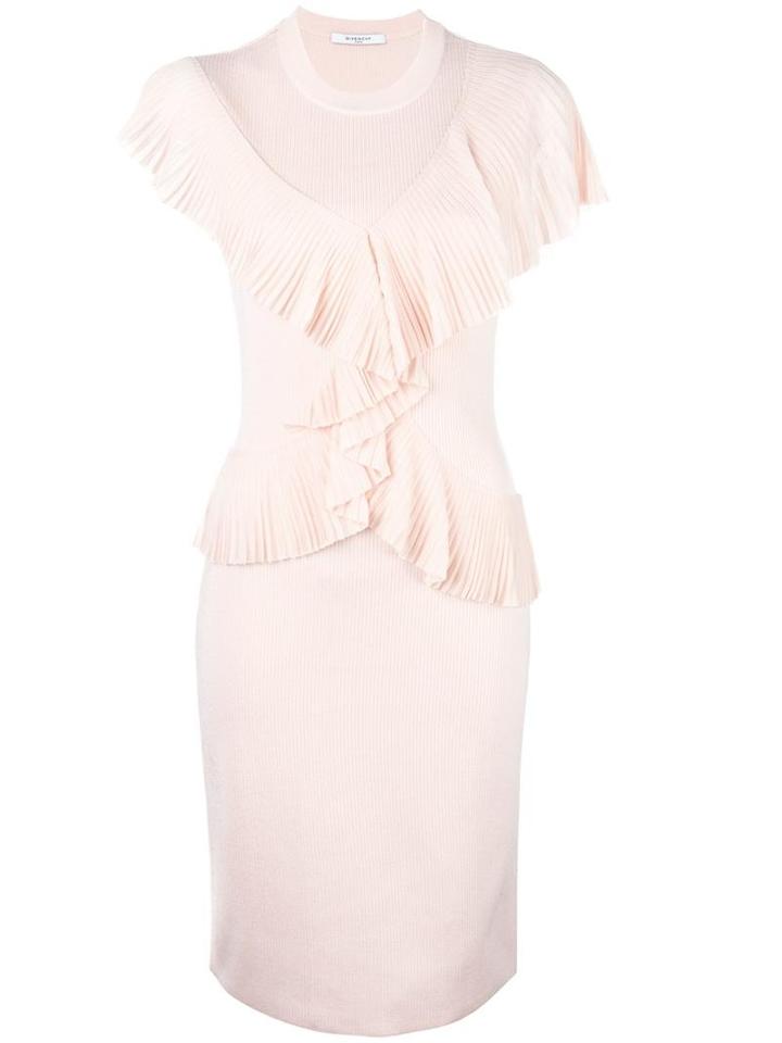 Givenchy Ruffle Trim Ribbed Dress, Women's, Size: Small, Pink/purple, Viscose/spandex/elastane/polyamide