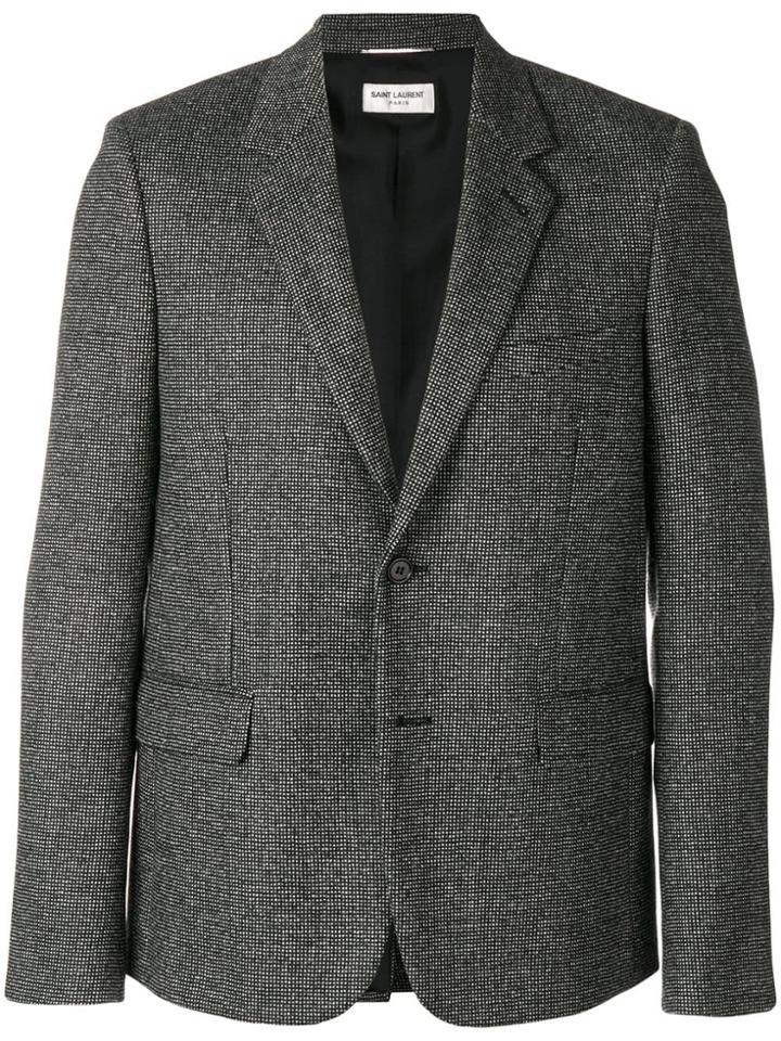 Saint Laurent Fine Grid Weave Blazer - Black