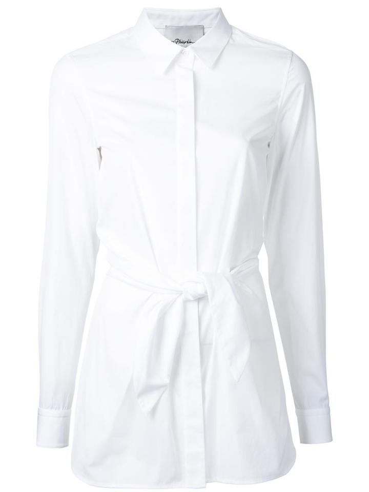 3.1 Phillip Lim Fitted Knot Shirt, Women's, Size: 8, White, Cotton