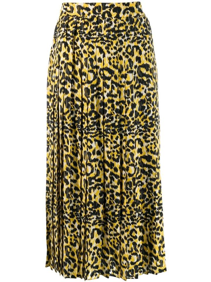 Gucci Leopard Print Pleated Skirt - Black