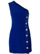 Balmain Asymmetric Side Button Dress - Blue