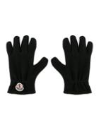 Moncler Kids Logo Patch Gloves, Girl's, Size: 18 Cm, Black