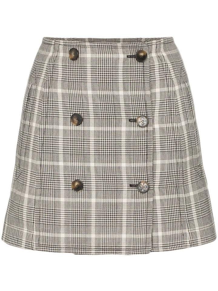 Stella Mccartney Prince Of Wales Checked Mini Skirt - Brown