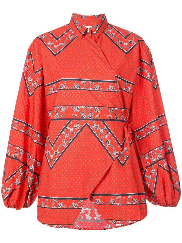 Ganni Printed Wrap Shirt - Red