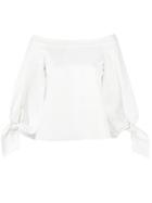 Tibi Off-shoulders Blouse, Women's, Size: 6, White, Cotton/polyamide/spandex/elastane