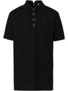 Burberry Monogram Motif Cotton Piqué Polo Shirt - Black