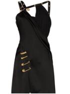 Versace Asymmetric Pin Clip Mini Dress - Black