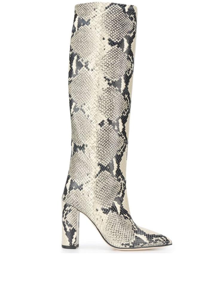 Paris Texas Snakeskin Print Boots - Neutrals