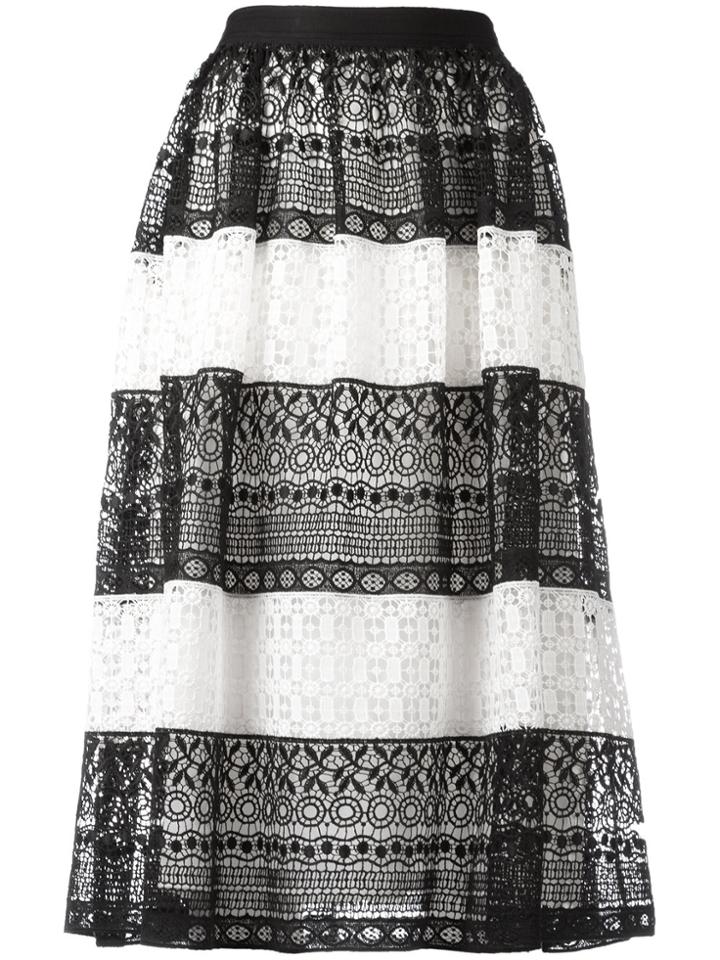 Alice+olivia Striped Lace Skirt - Black
