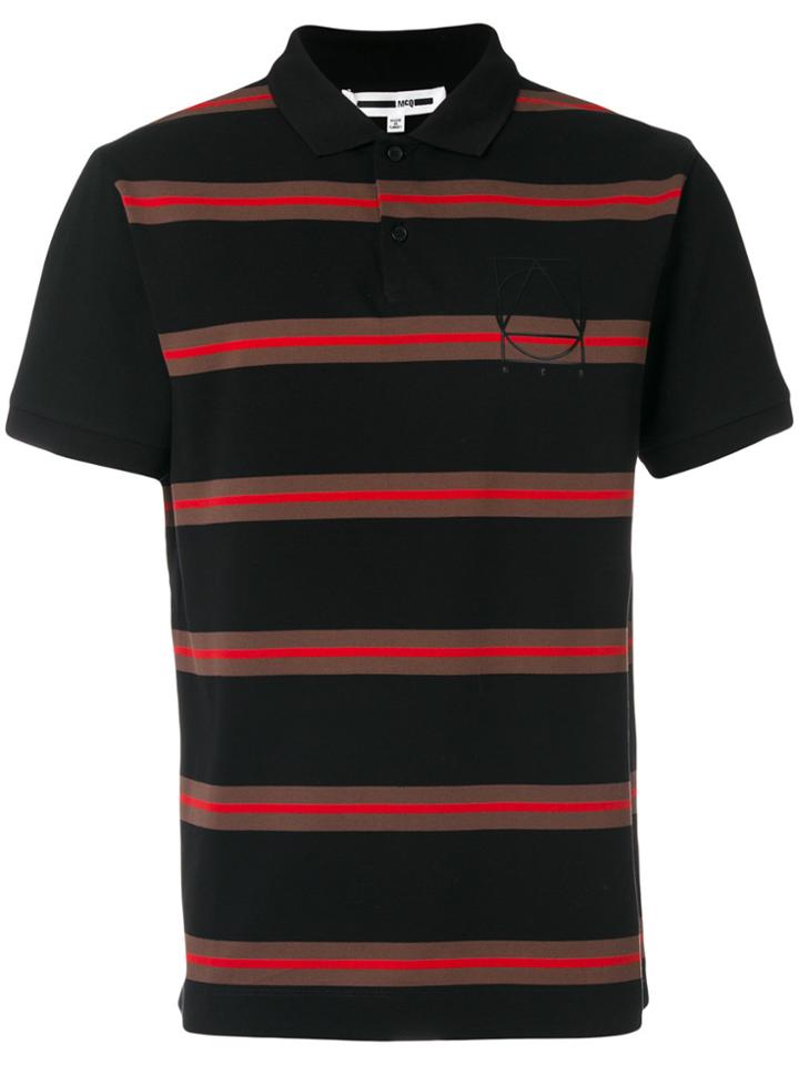 Mcq Alexander Mcqueen Striped Polo Shirt - Black