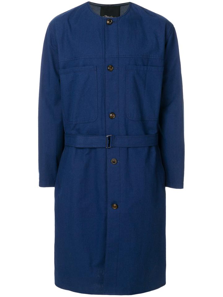 3.1 Phillip Lim Buttoned Belted Coat - Blue