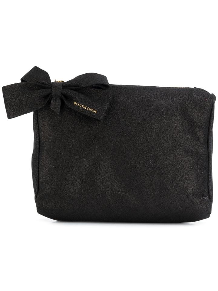 L'autre Chose Bow Embellished Clutch Bag - Black