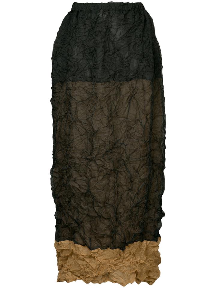 Issey Miyake Vintage Contrast Crinkle-effect Skirt - Black