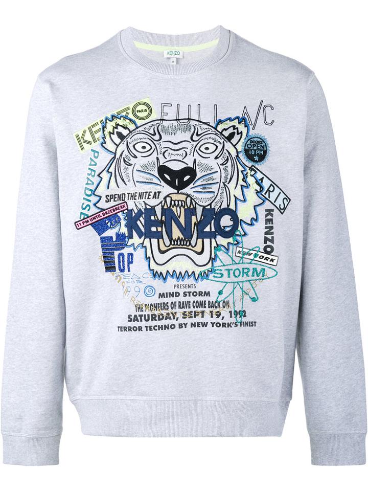 Kenzo - Tiger X Flyer Sweatshirt - Men - Cotton - S, Grey, Cotton
