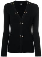 Cavalli Class Ribbed V-neck Cardigan - Black