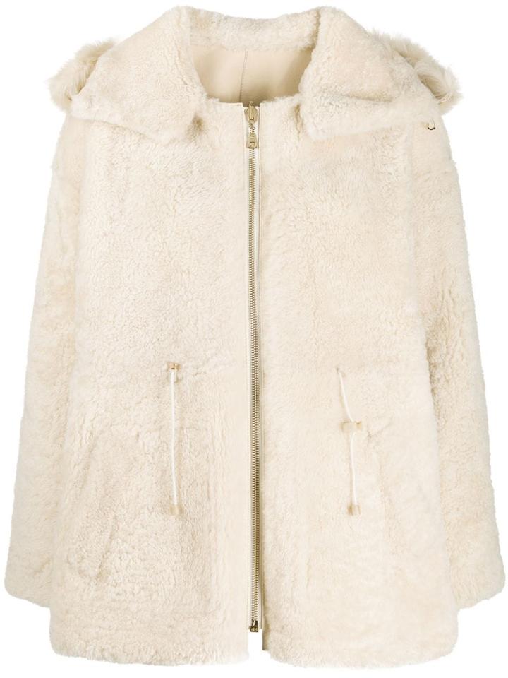 Yves Salomon Shearling Hooded Jacket - Neutrals