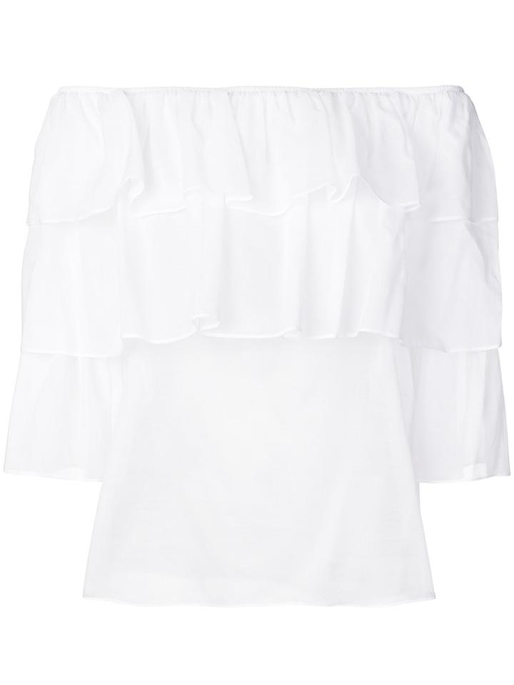 Blumarine Off Shoulder Ruffled Top - White