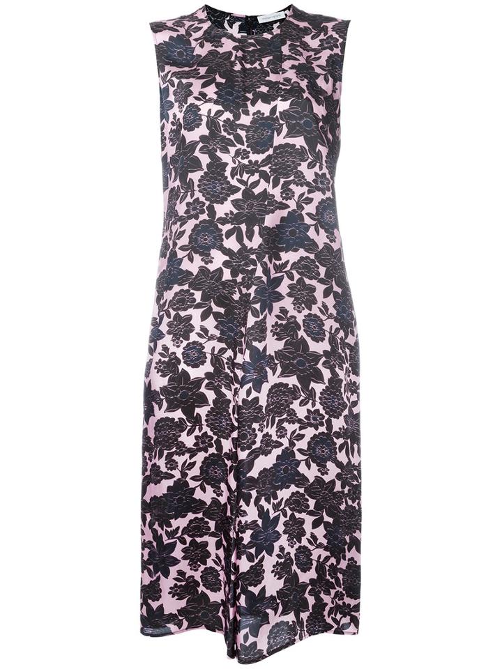 Christian Wijnants - Floral-print Satin Dress - Women - Cupro/viscose - 40, Pink/purple, Cupro/viscose