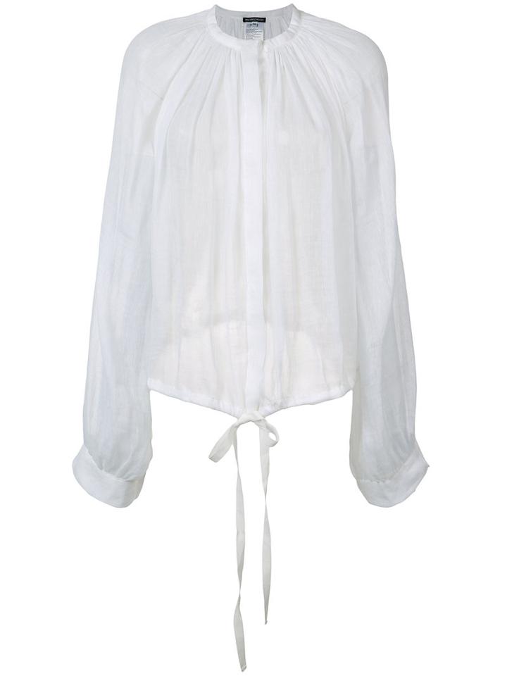 Ann Demeulemeester Pleated Blouse, Women's, Size: 38, White, Linen/flax/cotton