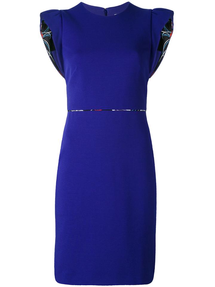 Emilio Pucci Ruffled Cap Sleeve Dress - Pink & Purple