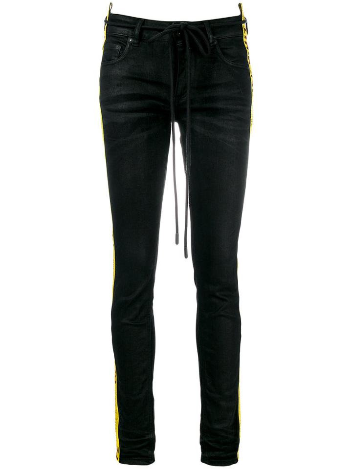 Off-white - Side Stripe Slim-fit Jeans - Women - Cotton/polyamide/polyester/spandex/elastane - 25, Black, Cotton/polyamide/polyester/spandex/elastane