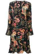 Etro - Animals Print Longsleeved Dress - Women - Silk - 46, Black, Silk