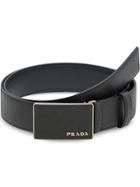 Prada Leather Belt With Flat Buckle - Black