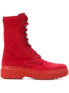 Tod's Flatform Lace-up Boots - Red