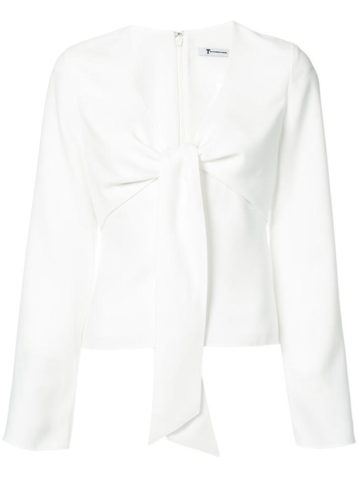 Alexander Wang - Tie Front Top - Women - Polyester - 4, White, Polyester