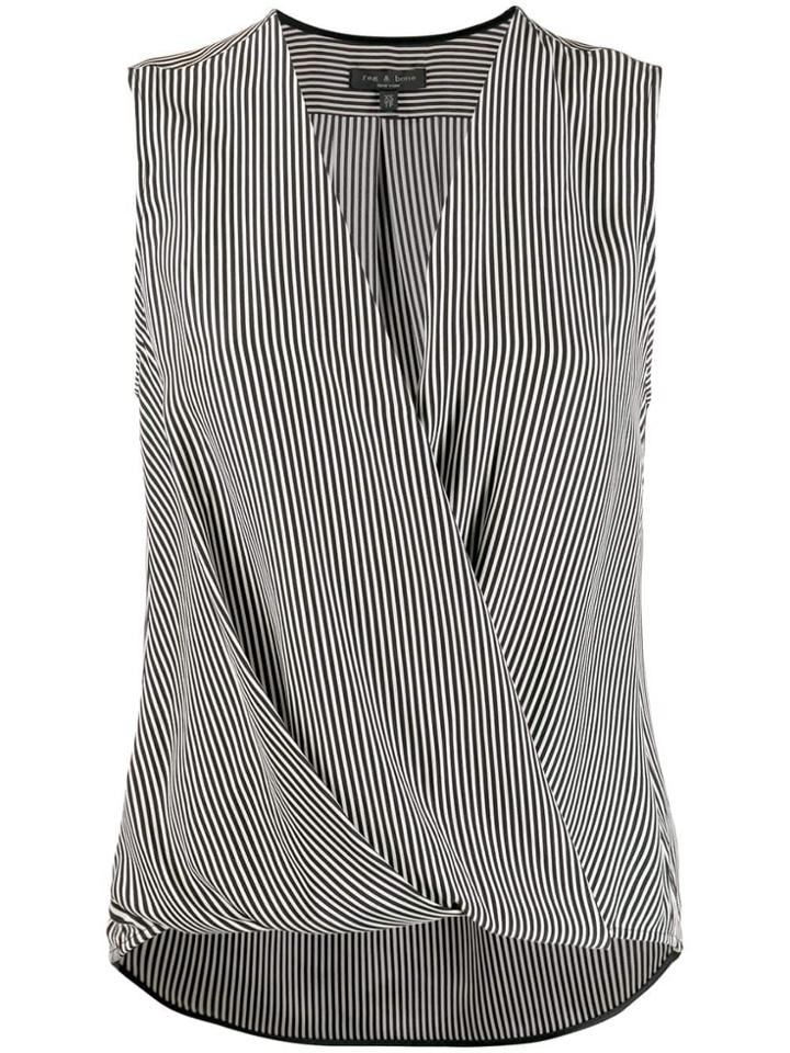 Rag & Bone Striped Wrap Vest Top - Black