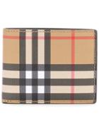 Burberry Checked Print Foldable Wallet - Neutrals