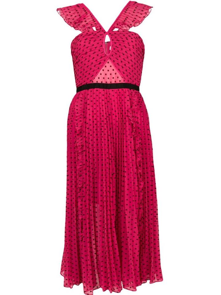 Self-portrait Polka Dotted Ruffled Dress - Pink