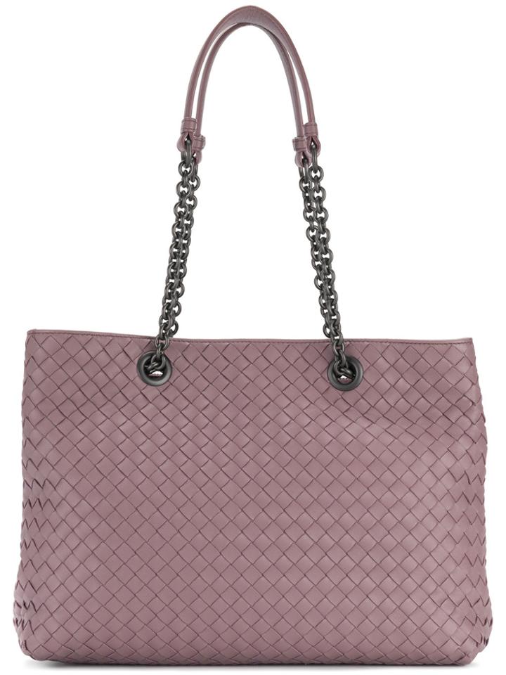 Bottega Veneta Intrecciato Shopper Tote - Pink & Purple